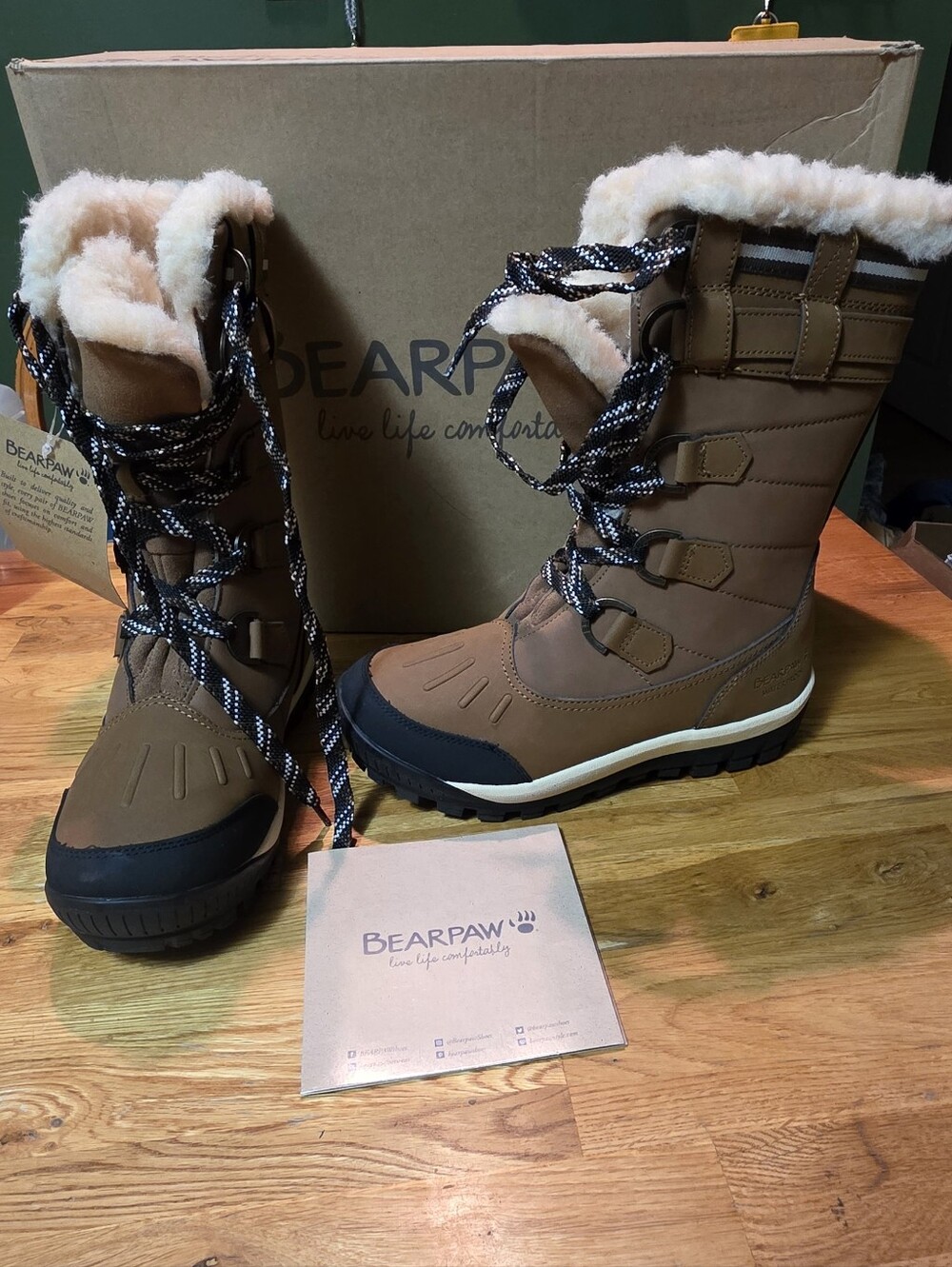 New BEARPAW Desdemona Waterproof Fur Lined Snow Boots Womens 7 Hickory